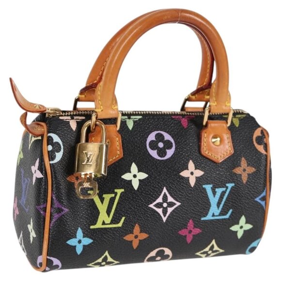 LOUIS VUITTON Monogram Multicolor Mini Speedy Bag Black M92644 LV Auth 117106AM - Picture 1 of 16